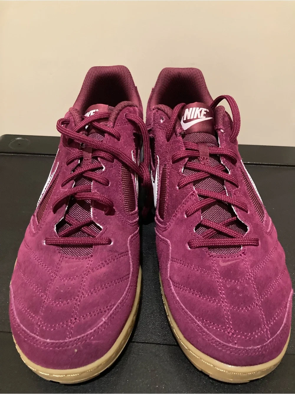 Nike Men’s Burgundy Suede Trainer with White Swoosh